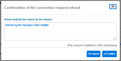 confirmation of the connection request refusal